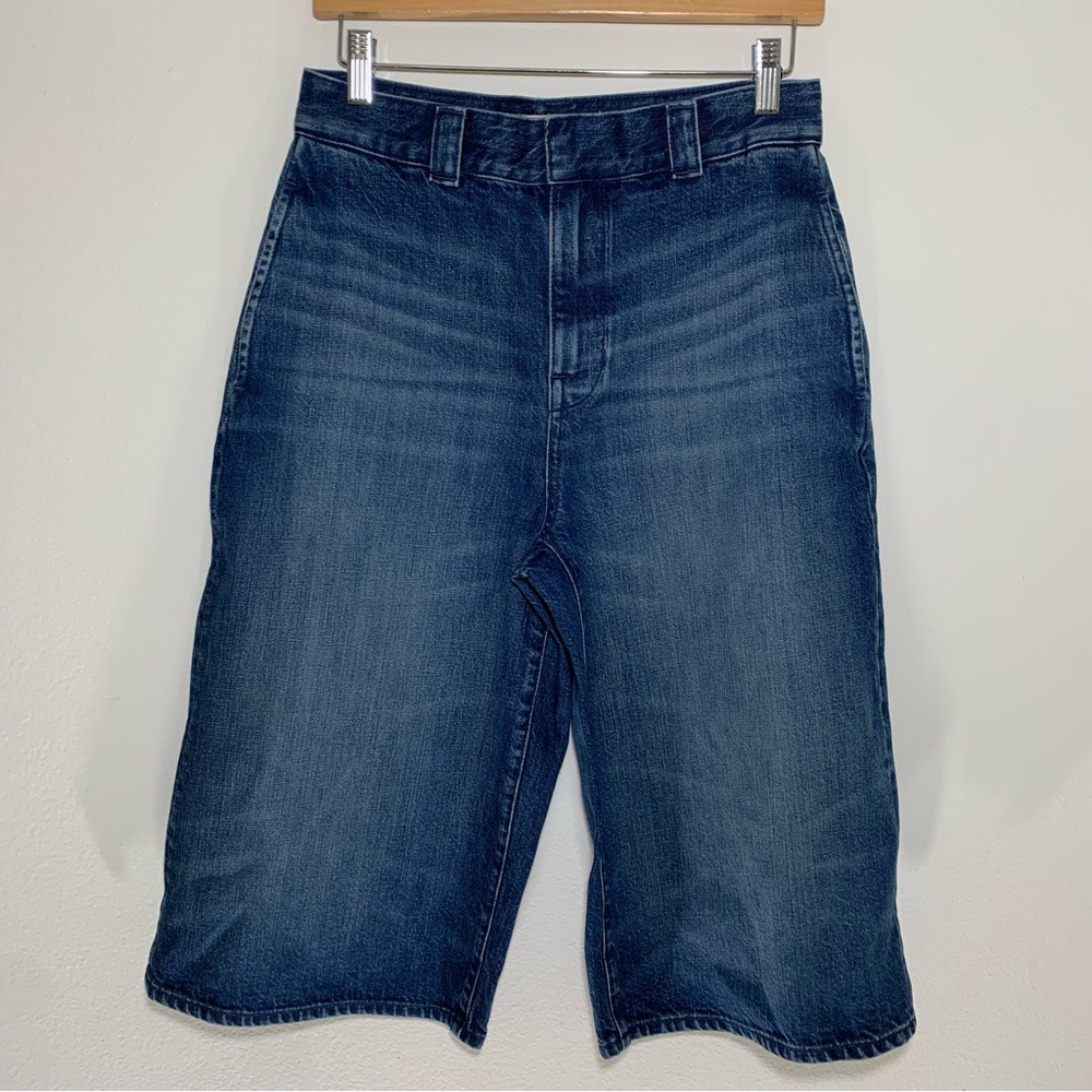 Madewell Denim Culotte Indigo Denim Shorts